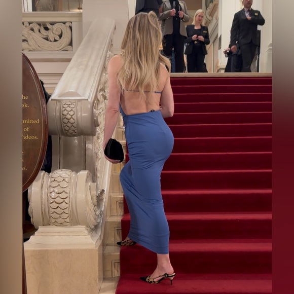 EUC blue Lucy in the Sky cowl neck gown - Picture 3 of 5